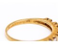 14k Yellow Gold Baguette And Round Diamond Bar Set Ring, App. 0.18 TCW, Size 6.25