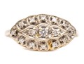 14k Gold Vintage Horizontal Navette Profile Diamond Set Cluster Ring, App. 0.07 TCW, Size 6.5-