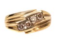 10k Yellow Gold Retro Brown Diamond Set Chunky Offset Ring, App. 0.56 TCW, Size 9.25