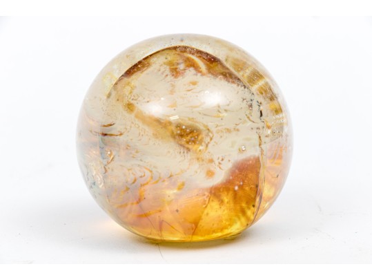 Josh Simpson (American [CT], B. 1949) Signed Art Glass Planet Paperweight, 1993
