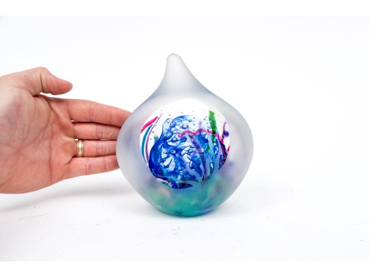 Fabulous Signed Large Art Glass Teardrop Form Paperweight