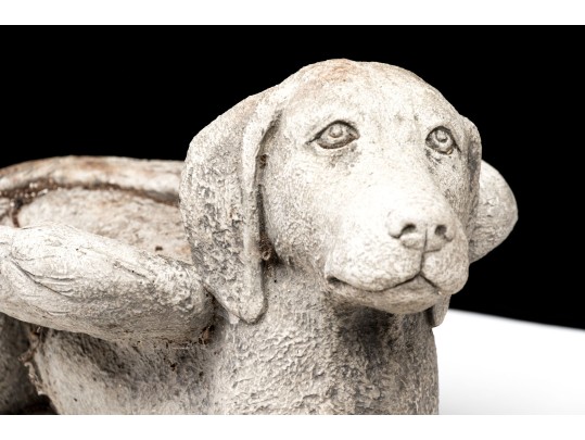 Cast Stone Dog With Angel Wings