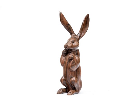 Indonesian Hadi Handicraft Carved Wood Rabbit