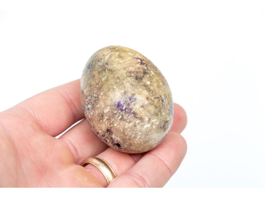 Decorative Twin Handled Tray With Ten Carved Stone Eggs