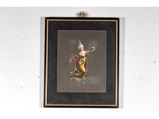 Signed Thai Gouache Painting On Paper, Dancer 