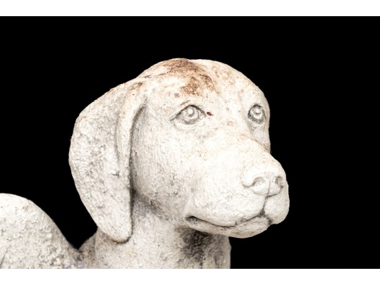 Cast Stone Seated Dog With Angel Wings