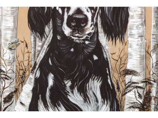 Marty H. Gordon (American [CT], 1947-2018) Print, English Setter With Birch Trees