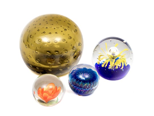 Four Fabulous Artisanal Hand-blown Glass Paperweights