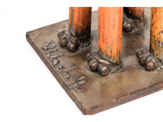Vintage Artisanal Metal Sculpture Of A Dog