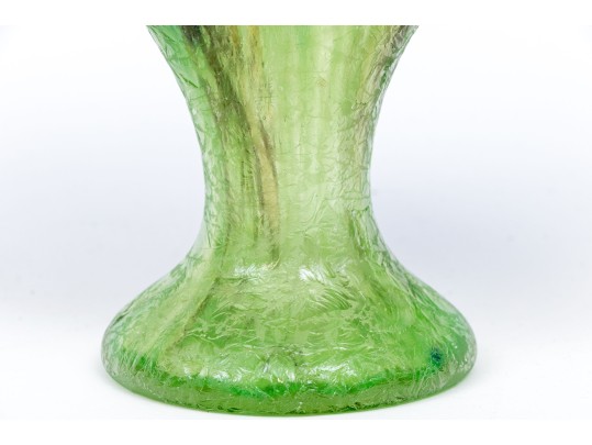 Stunning Arts And Crafts Art Glass Vase With Chipped Ice Finish, Ca. 1920 Or Earlier