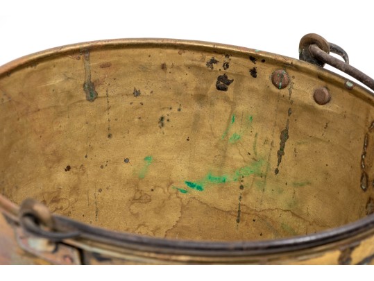 Antique Brass Pail With Iron Handle