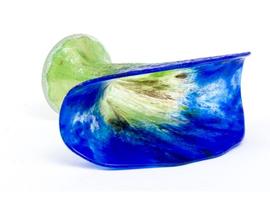 Stunning Arts And Crafts Art Glass Vase With Chipped Ice Finish, Ca. 1920 Or Earlier