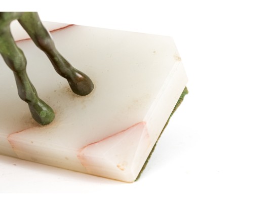 Art Deco Verde Finished Bronze Foal On Stone Base