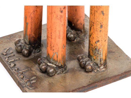 Vintage Artisanal Metal Sculpture Of A Dog
