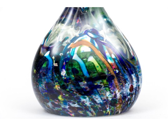 Artist Signed Hand-blown Cased Teardrop Form Paperweight
