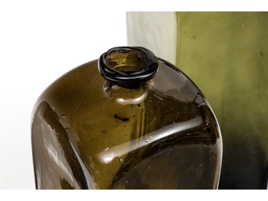Three 18th Century Hand Blown Glass Gin Bottles