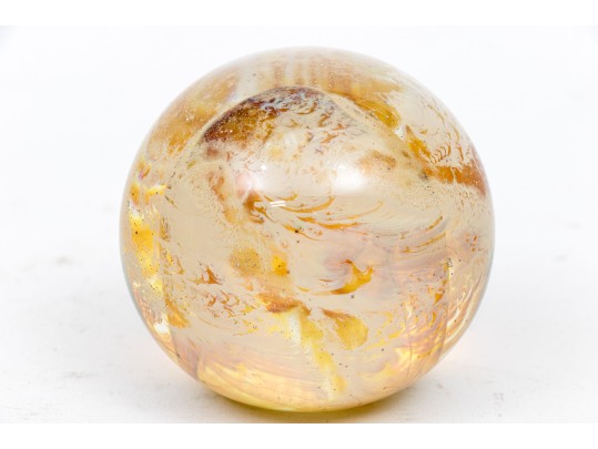 Josh Simpson (American [CT], B. 1949) Signed Art Glass Planet Paperweight, 1993