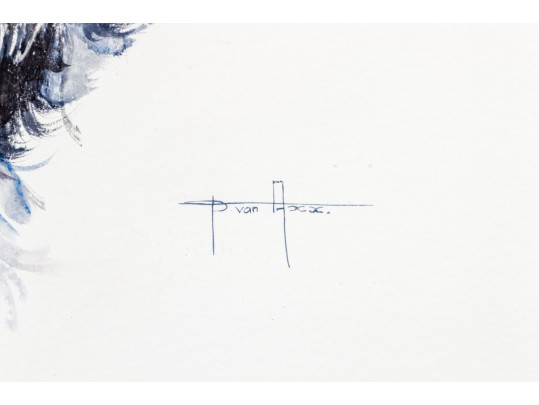 Signed Watercolor On Paper, Two English Setter Busts