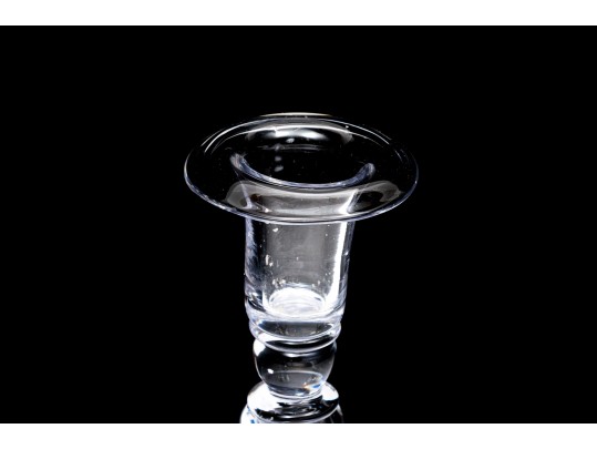 Pair Of Val St. Lambert Crystal Candlesticks With Single Glass Candlestick