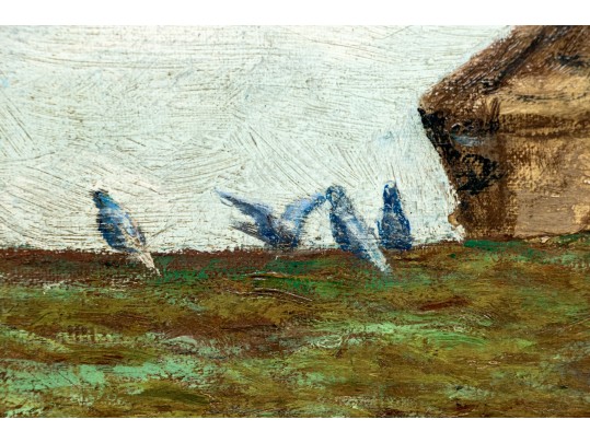 M.E. Torrey, Paris, Oil On Canvas, Village Scene With Figures, From Foster Brothers, Boston