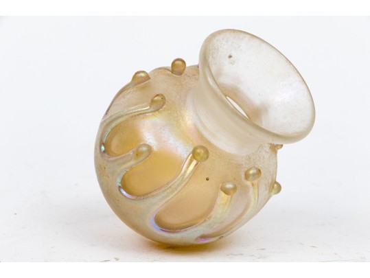 Vandermark Merritt Iridescent Art Glass Vase With Drip Motif, 1981