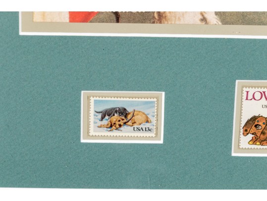 Custom Framed Norman Rockwell Decorative Print With Stamps