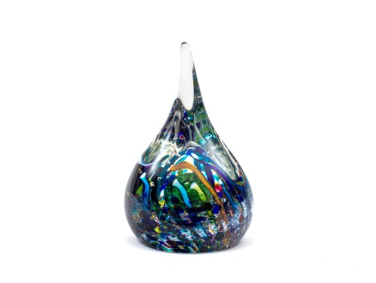 Artist Signed Hand-blown Cased Teardrop Form Paperweight
