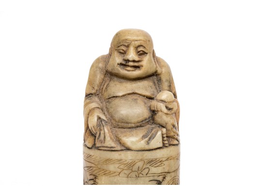 Group Of Two Chinese Carvings, Including A Soapstone Buddha Seal