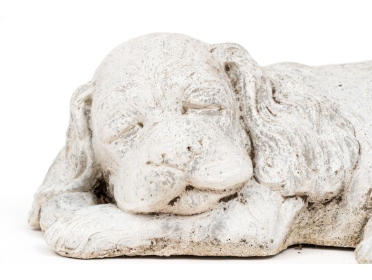 Painted Cast Stone Sleeping Puppy