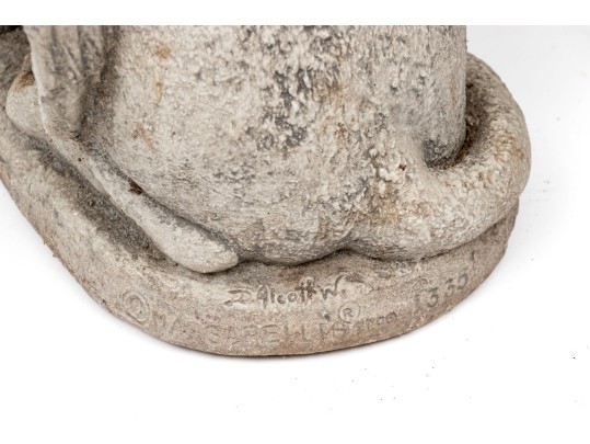 Cast Stone Seated Dog With Angel Wings