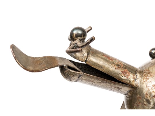 Vintage Artisanal Metal Sculpture Of A Dog