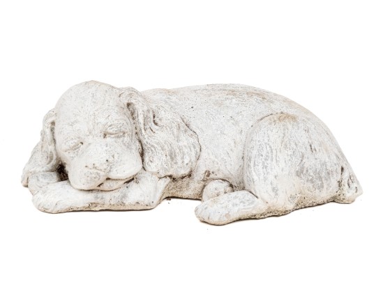 Painted Cast Stone Sleeping Puppy