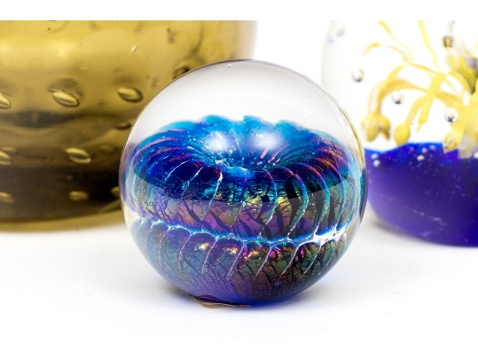 Four Fabulous Artisanal Hand-blown Glass Paperweights