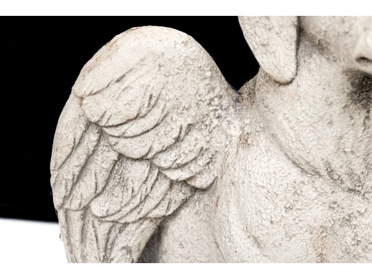 Cast Stone Seated Dog With Angel Wings