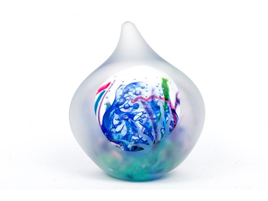 Fabulous Signed Large Art Glass Teardrop Form Paperweight