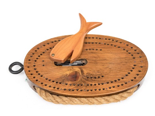Pine Farm Crafts MA Whale Motif Cribbage Board