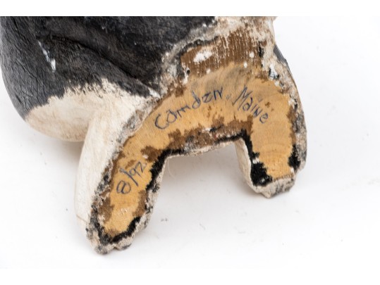 Camden Maine Carved And Painted Wood Dog, 1992