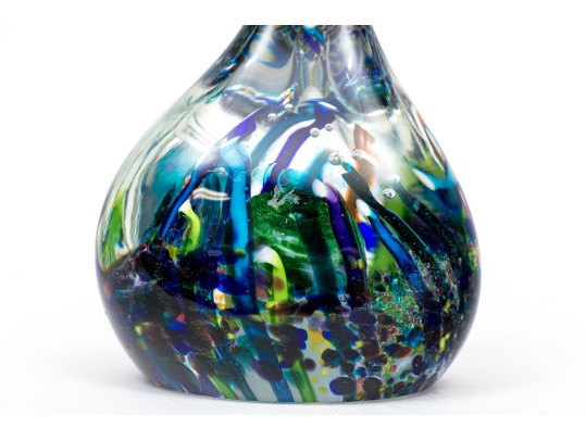 Artist Signed Hand-blown Cased Teardrop Form Paperweight