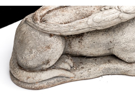 Cast Stone Dog With Angel Wings