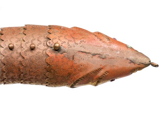 Reticulated Brass Fish With Inlaid Eyes