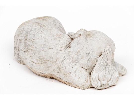 Painted Cast Stone Sleeping Puppy