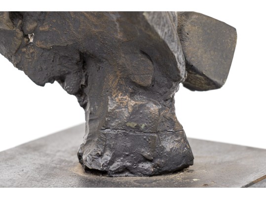 Phil Cote Bronze Finished Composition Head Of A Retriever Dog On Stand