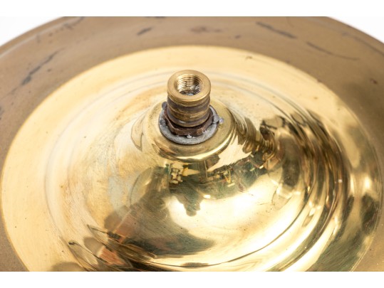 Large Pair Of Brass And Glass Candle Hurricanes