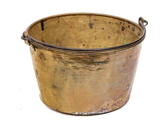 Antique Brass Pail With Iron Handle