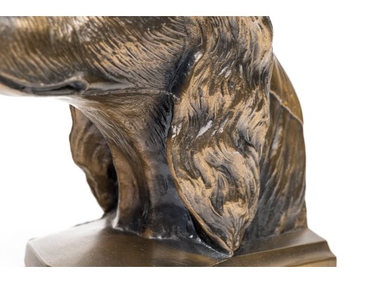 Pair Of Brass Tone Dog Head Bookends