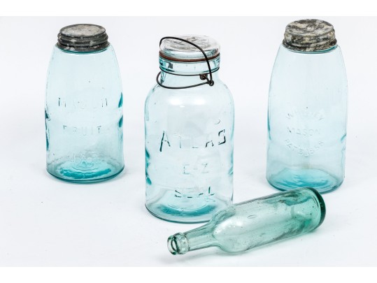 Collection Of Four Vintage Glass Bottles