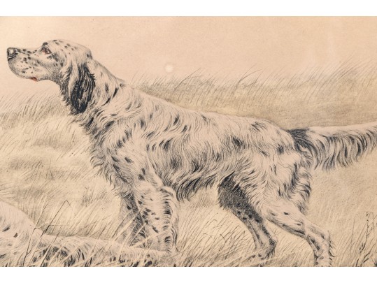 Leon Danchin (French, 1887-1938) Ltd. Ed. Lithograph, Setters In The Landscape
