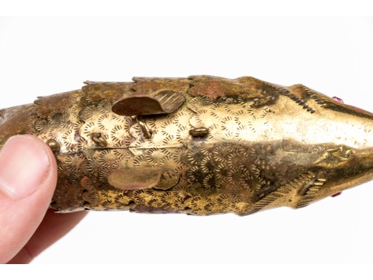Reticulated Brass Fish With Inlaid Eyes