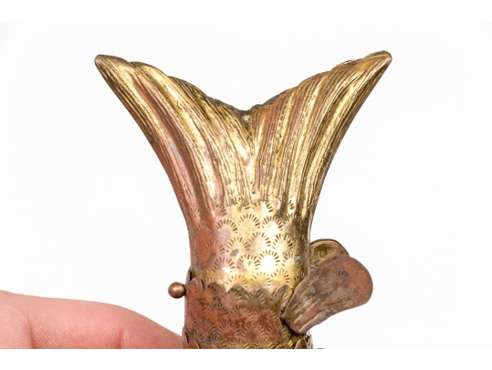 Reticulated Brass Fish With Inlaid Eyes