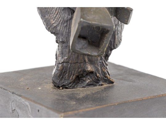 Phil Cote Bronze Finished Composition Head Of A Retriever Dog On Stand